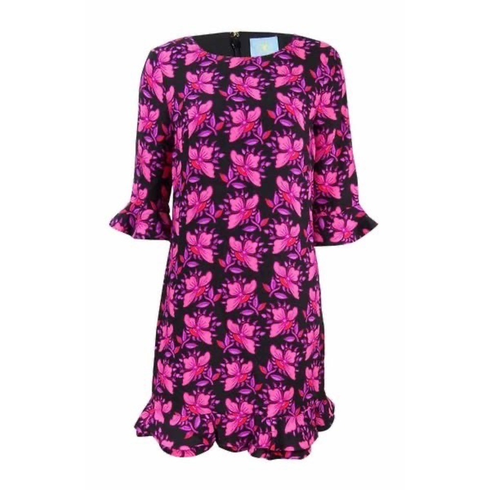Cece mini floral ruffled dress 3/4 sleeves